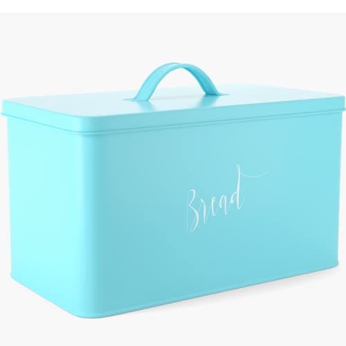 Bread Box for Kitchen Countertop, Breadbox, Metal Bread Boxes for Kitchen Counter, Extra Large Bread Box, Teal Farmhouse Bread Box, Bread Holder for Kitchen Counter, Turquoise