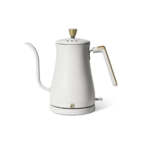 Beautifully 1-Liter Electric Gooseneck Kettle 1200 W, by Drew Barrymore, (8 Colors to Choose From) (White Icing)