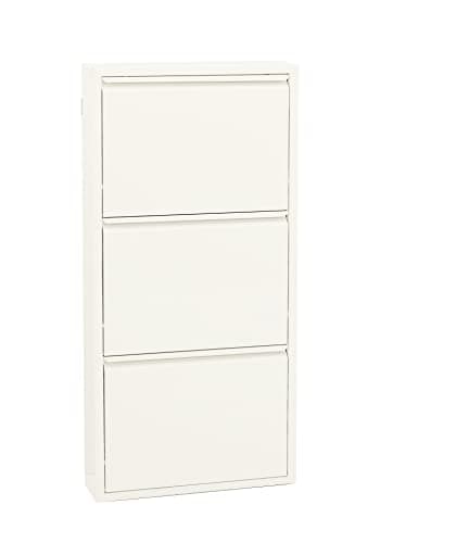 Alveon Flip Drawer Shoe Cabinet, Storage Organizer, Freestanding Shoe Rack, Wall Mounted No-Assembly (Gray, 3 Drawer)