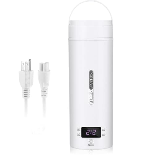 MattTravel Travel Portable Electric Kettle, Small Mini Coffee Tea Kettle with 4 Temperature Settings, Fast Boiling Hot Water with Auto Shut-Off, Stainless Steel (17oz, White)
