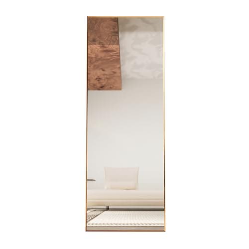 Beauty4U 65" x 24" Full Length Mirror with Stand, Gold Wall Mounting Full Body Mirror, Metal Frame Full-Length Tempered Mirror for Living Room, Bedroom 8