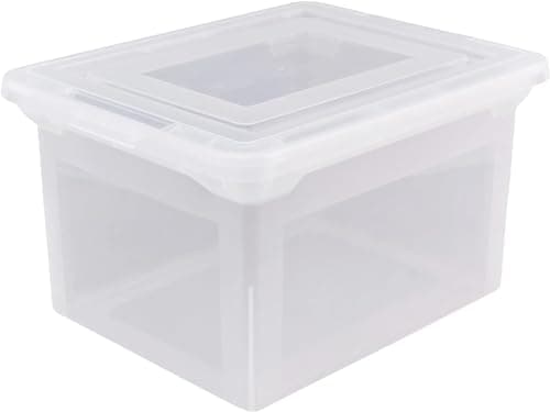 Generic (2 Pack) - Letter and Legal Plastic File Tote With Snap Lid And Built In Handles 18 in x 14.25 In x 10.87 In, Clear 5
