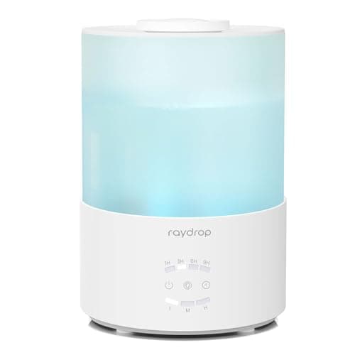 raydrop Humidifiers for Bedroom, 3.0L Cool Mist Humidifiers for Large Room & Home, Top Fill Air Humidifier for Baby Nursery & Plants, Essential Oil Diffuser with Color Lights, Timer, Auto Shut-Off