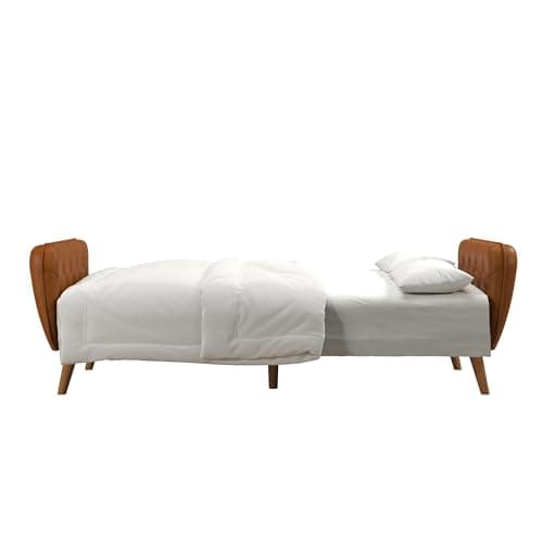 Novogratz Tallulah Memory Foam Futon, Convertible Couch, Camel Faux Leather 10