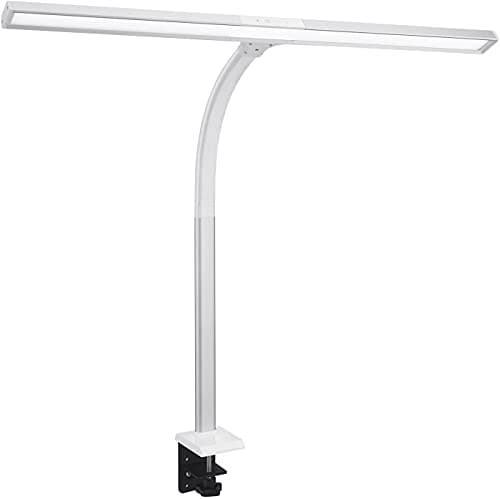 PHIVE HT-1 LED Desk Lamp, 20W Super Bright Desk Lamp with Clamp, Adjustable Gooseneck Monitor Lamp, 4 Color Modes, 5 Brightness Levels, Eye-Caring Architect Task Light for Office, Monitor, Reading
