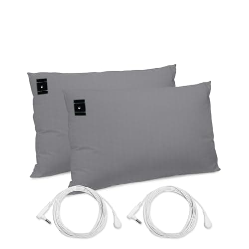 Grounding Pillowcase 2 Pack Cotton Grounding Pillow Case with 15ft Grounding Wire Grounding Pillow Cover for Improve Sleep Relieve Pain (20x30IN, Grey)