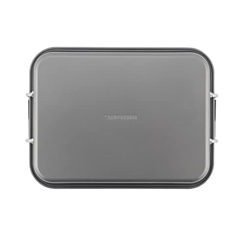 Farberware Bakeware Nonstick Steel Roaster with Flat Rack, 11-Inch x 15-Inch, Gray 13