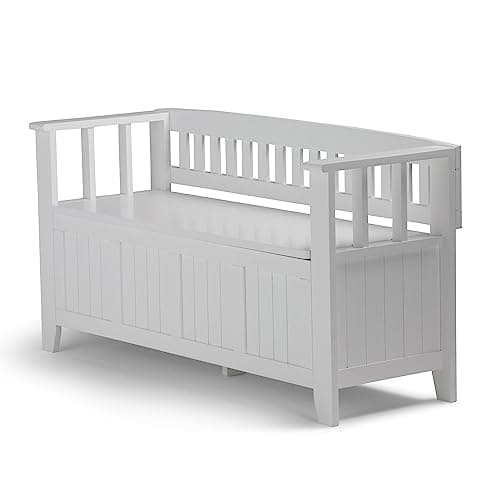 SIMPLIHOME Acadian Entryway Storage Bench - 48 inch Wide Solid Wood Hallway Seat in White, Transitional Bench for Entryway or Living Room with Lift-Up Lid and Spacious Storage 11