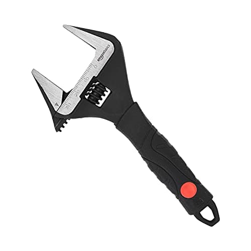 Amazon Basics Plumbing Adjustable Wrench with Soft Grip, Wide Mouth, 6.34 x 2.83 x 0.59 inches (LxWxH)
