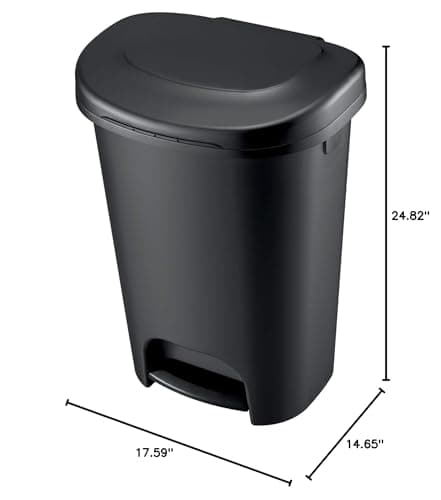 Rubbermaid Classic Step-On Trash Can with Lid, 13-Gallon, Black, Easy Clean Wastebasket for Home/Kitchen/Bedroom/Office/Garage 8
