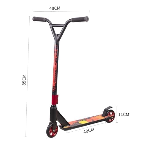 MEE GOO Pro Freestyle Stunt Scooter Trick Scooter Lightweight Alloy Deck with Aluminum Alloy Wheel Frame Bearing Up to 220 LB for Intermediate and Beginner Skate Park ABEC-10 Bearings (Red) 5