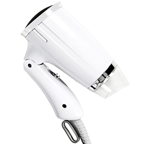 Travel Hair Dryer Folding Hair Blow Dryer Compact Travel Blow Dryer Portabel Small Hair Dryer Heat Settings Lightweight Mini 8x7inch Low Noise (White)