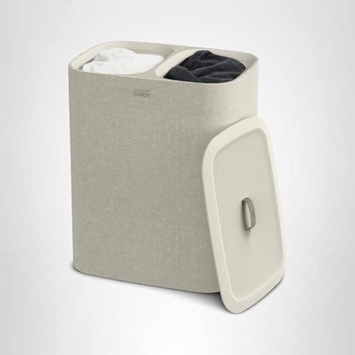 Joseph Joseph Tota 90 liter/23.8 gallon Laundry Hamper Separation Basket with lid, 2 Removable Washing Bags with Handles - Ecru 8