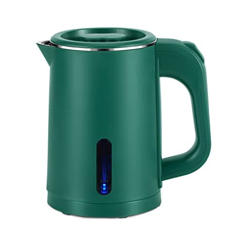 Small Electric Tea Kettle Stainless Steel, 0.8L Portable Mini Hot Water Boiler Heater, Travel Electric Coffee Kettle with Auto Shut-Off & Boil Dry Protection (Green)