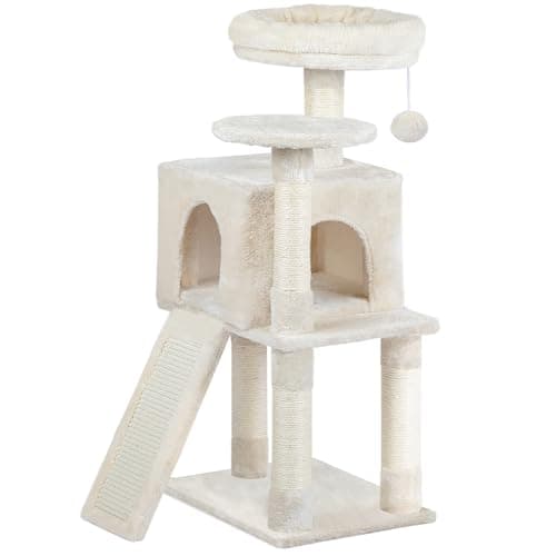 HOOBRO Cat Tree, 34.6-Inch Small Cat Tower with Soft Plush Perch, for Kittens, 3-Tier Cat Condo Furniture with Scratching Posts, with Anti-Tipping Kit, Sturdy, Indoor BE09CT03
