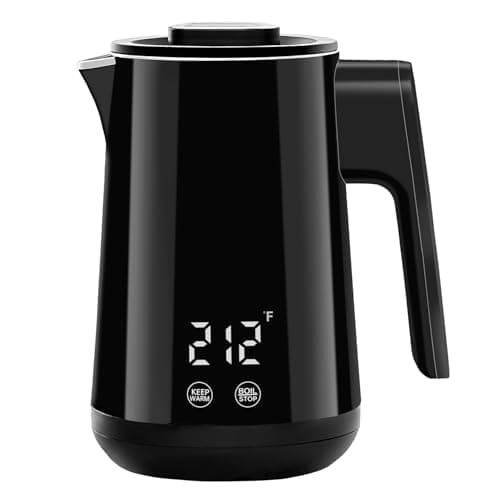 Seehot® 850ml Small Electric Kettle Temperature Control,800W Double Wall Electric Tea Kettle of 304 Stainless Steel,5 Temp Presets,Hot Water Kettle Electric,Auto Shut Off for Tea and Coffee-Black