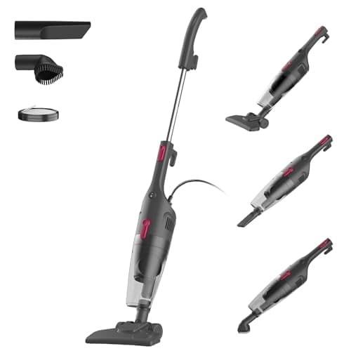 RONEAIR Small Vacuum Cleaner, 3-in-1 Lightweight Corded Stick Vacuum for Homes, Perfect for Hardwood Floors, Carpets, and Pet Hair, with Dust Brush and Crevice Tool, Self-Standing, 16.4 ft Power Cord