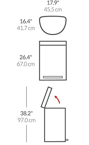 simplehuman 60 Liter Semi-Round Hands-Free Kitchen Step Stainless Steel Trash Can with Soft-Close Lid, Brushed 6