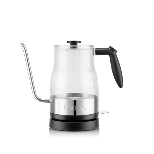 Bodum 34oz Bistro Gooseneck Electric Water Kettle, Pour Over Coffee & Tea, BPA-Free Plastic, Clear