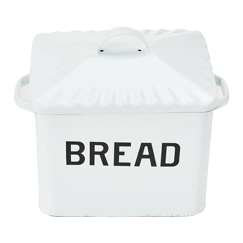 Creative Co-Op Distressed White Bread Box with Lid 14