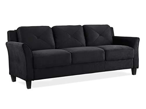 Studio Living Harrington 80.3" Sofa, Transitional Modern, Pocket Coil Comfort, Easy Assembly, Microfiber Fabric, Black