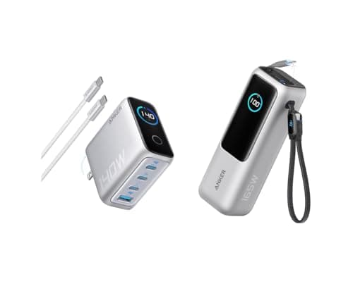 Anker 25K Laptop Power Bank with USB-C & Retractable Cable with 140W 3C1A Charger