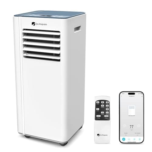DR.PREPARE 8,000 BTU Portable Air Conditioner with WiFi Enabled, Cooling, Dehumidifier, Fan & Sleep Modes 4-in-1 Portable AC w/Remote Control & 67'' Window Kit, Cools Up To 350 sq. ft, 1-24H Timers