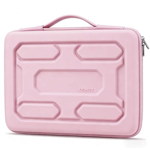 DOMISO 13.3 inch Laptop Sleeve with Handle Shockproof Computer Bag Waterproof EVA Protective Carrying Case for 13-13.3 inch Notebooks/13 MacBook Air/MacBook Pro Retina/Dell XPS 13/HP, Pink
