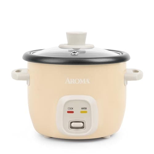 AROMA® Mini Rice Cooker, 2-Cup (Uncooked) / 4-Cup (Cooked), Grain Cooker, Soup Maker, Oatmeal Cooker, Auto Keep Warm, 1 Qt, Milk Tea color