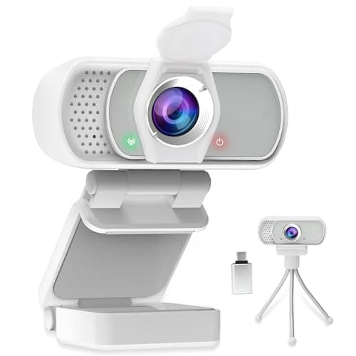 HZQDLN Webcam for PC, HD 1080P Webcam with Microphone, 110° Wide Angle USB Plug & Play - Noise Canceling for Video Calls, Streaming, Gaming - Built-in Privacy Shutter & Tripod