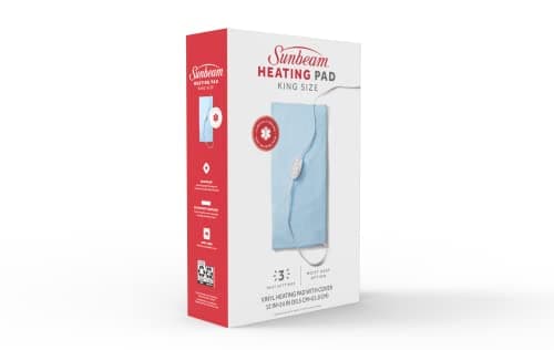 Sunbeam XL Heating Pad for Back Neck and Shoulder Pain Relief with Sponge for Moist Heating Option Extra Large 12 x 24" Blue 12