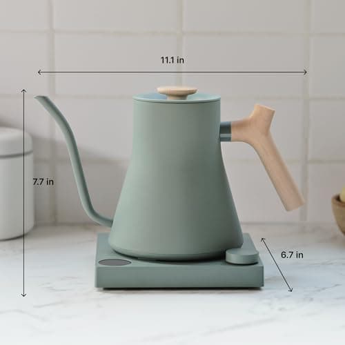 Fellow Stagg EKG Pro Electric Gooseneck Kettle - Pour-Over Coffee and Tea, Quick Heating, Precise Temperature Control, Scheduling, Built-in Brew Timer, Smoke Green with Maple Wood Handle, 0.9 Liter 6