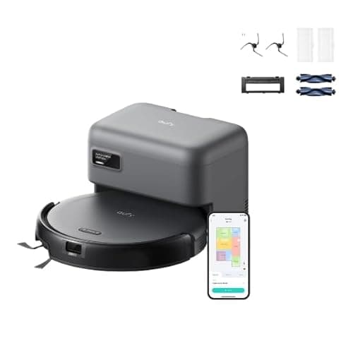 eufy Robot Vacuum C10 with Self Emptying, 8 Weeks Hands Free, Smart Mapping with LiDAR Navigation, 2.85-Inch Slim Design, Powerful Suction, Edge Expansion Brush for Pet Hair +Replacement Accessories