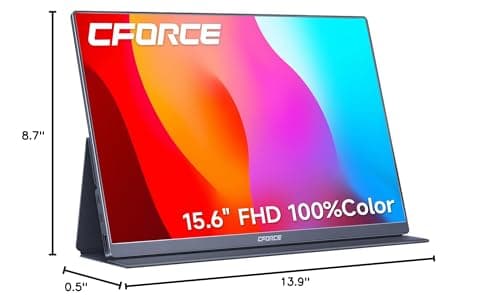 c-force Portable Monitor 15.6 inch FHD 1080P USB C HDMI Ultra-Slim IPS Computer Display w/Speakers, HDR Plug & Play, External Portable Monitor for Laptop PC Phone Mac Xbox PS5 Switch 7