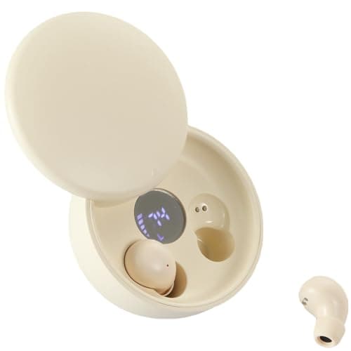 Honcas Mini Invisible Bluetooth Earbuds - Ergonomic Wireless Earbuds with Premium Sound Quality and One-Step Auto Pairing (Beige)
