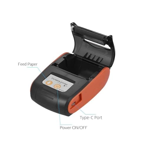 Sunydog Thermal Receipt Printer, PT-210 58mm Portable Thermal Printer Handheld Ticket Bill Printer for Retail Stores Restaurants Factories Logistics Small Business,1 Paper Roll 9