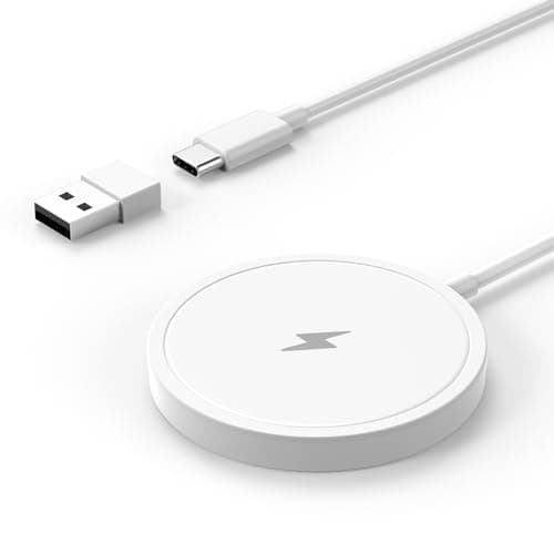 Magnetic Wireless Charger for iPhone 15W Wireless Charger Fast Mag Safe Wireless Charging Stand Pad Compatible for iPhone 16/16 Pro/Pro Max/15/14/13/12/Pro with Wall Charger for USB-A Converter, White