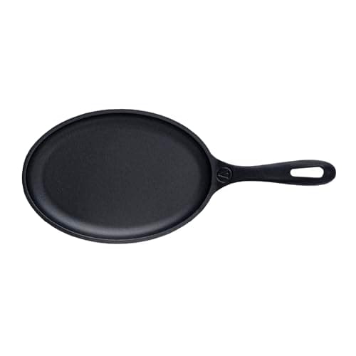 Victoria Cast Iron Fajita Skillet, Black Oval Cast Iron Serving Platter, Made in Colombia
