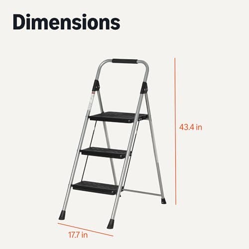 Amazon Basics Folding 3 Step Portable Ladder with Wide Anti-Slip Pedal, Black 5