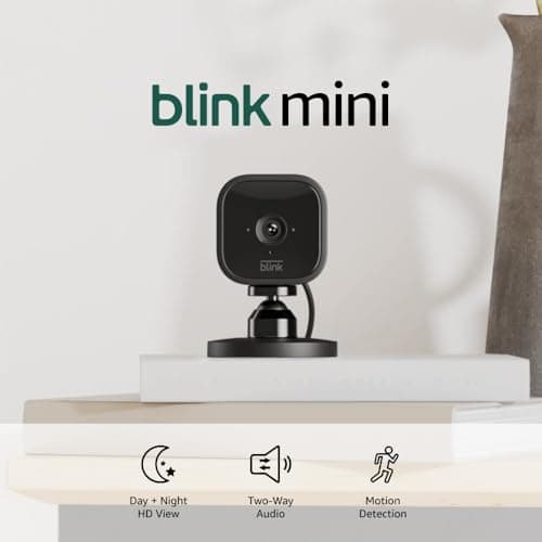 Blink Mini - Compact indoor plug-in smart security camera, 1080p HD video, night vision, motion detection, two-way audio, easy set up, Works with Alexa – 2 cameras (Black) 5
