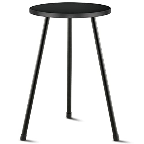 KINNARY Tall Plant Stand, Mid Century Wood Indoor Plant Stand Black Plant Table for Flower Pots, Metal Plant Holder, Modern Home Decor Small Round Side End Table (11.8"x20")