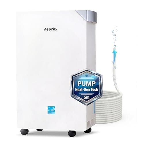 4500 Sq.Ft Energy Star Most Efficient 2025 Dehumidifier with Pump, AEOCKY Max 80 Pint/Day Smart Compressor Dehumidifier with Drain Hose, Intelligent Humidistat,for Basement,Bedroom,Home (White)