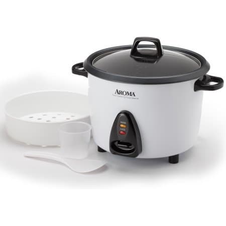 AROMA Rice Cooker, 10-Cup (Uncooked) / 20-Cup (Cooked), Steamer, Auto Keep Warm, Soup Maker, Oatmeal Cooker, Large Rice Cooker, 5 Qt, White, ARC-360-NGP 5