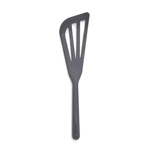 GreenPan Silicone Fish Turner Spatula, Slotted Cooking Kitchen Utensil, Flexible Rubber Nonstick Cookware, Rigid Steel Core, Heat-Resistant, Anti-Slip Handle, BPA-Free, Dishwasher Safe, Gray