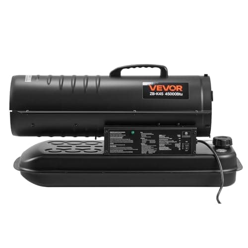VEVOR 45000 BTU Forced Air Kerosene Diesel Heater, Portable Torpedo Space Heater W/Handle, Blower-Type for Jobsite/Garage/Warehouse/Workshop Construction/Outdoor Heating,Black 9
