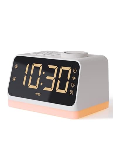 BABELIO Alarm Clock Sound Machine with Sleep Training, 17 Smoothing Sounds, Night Light, Timer, Gentle Wake up for Bedrooms, Adults, Kids and Baby