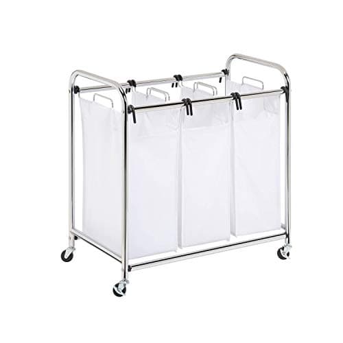 Honey-Can-Do SRT-01235 Heavy-Duty Triple Laundry Sorter, Chrome/White 70 lbs