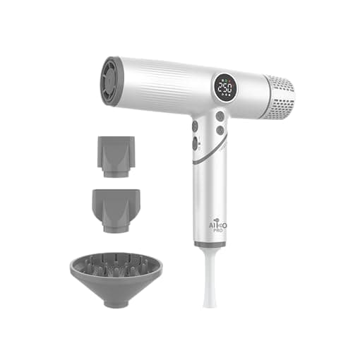 AIKO PRO Salon Ionic Hair Dryer, 1800W High-Speed Foldable Travel Blow Dryer, Brushless Motor for Fast Drying & Frizz Control, 3 Temps & 3 Speeds, Lightweight, Portable & Quiet with 3 Magnetic Nozzles