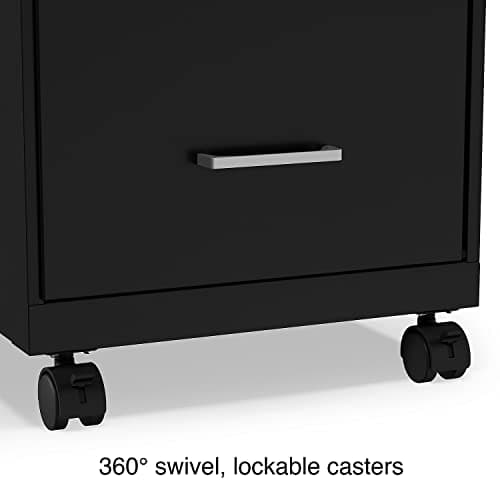 Staples 2-Drawer Vertical File Cabinet, Letter Size Documents, Lockable & Mobile, 18" D x 14" W x 26.3" H, Black 8