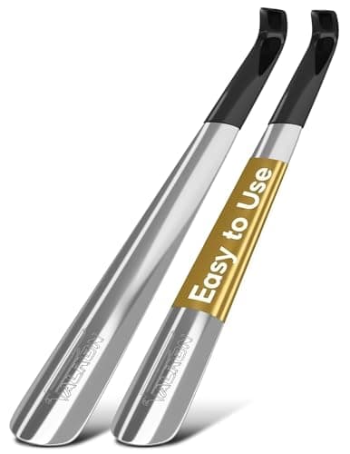 FALKON 16.5" Metal Shoe Horn, 2-Pack Long Handle Shoe Horn for Easy Slip-On, No Bending Required, TSA Friendly